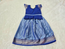 Blue colour traditional pattupavadai for kids